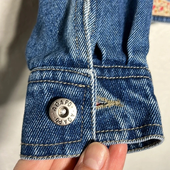 Agapo Denim VintageAmericana Floral Embroidered Jean Jacket. Mixed Media SzM - Picture 3 of 8